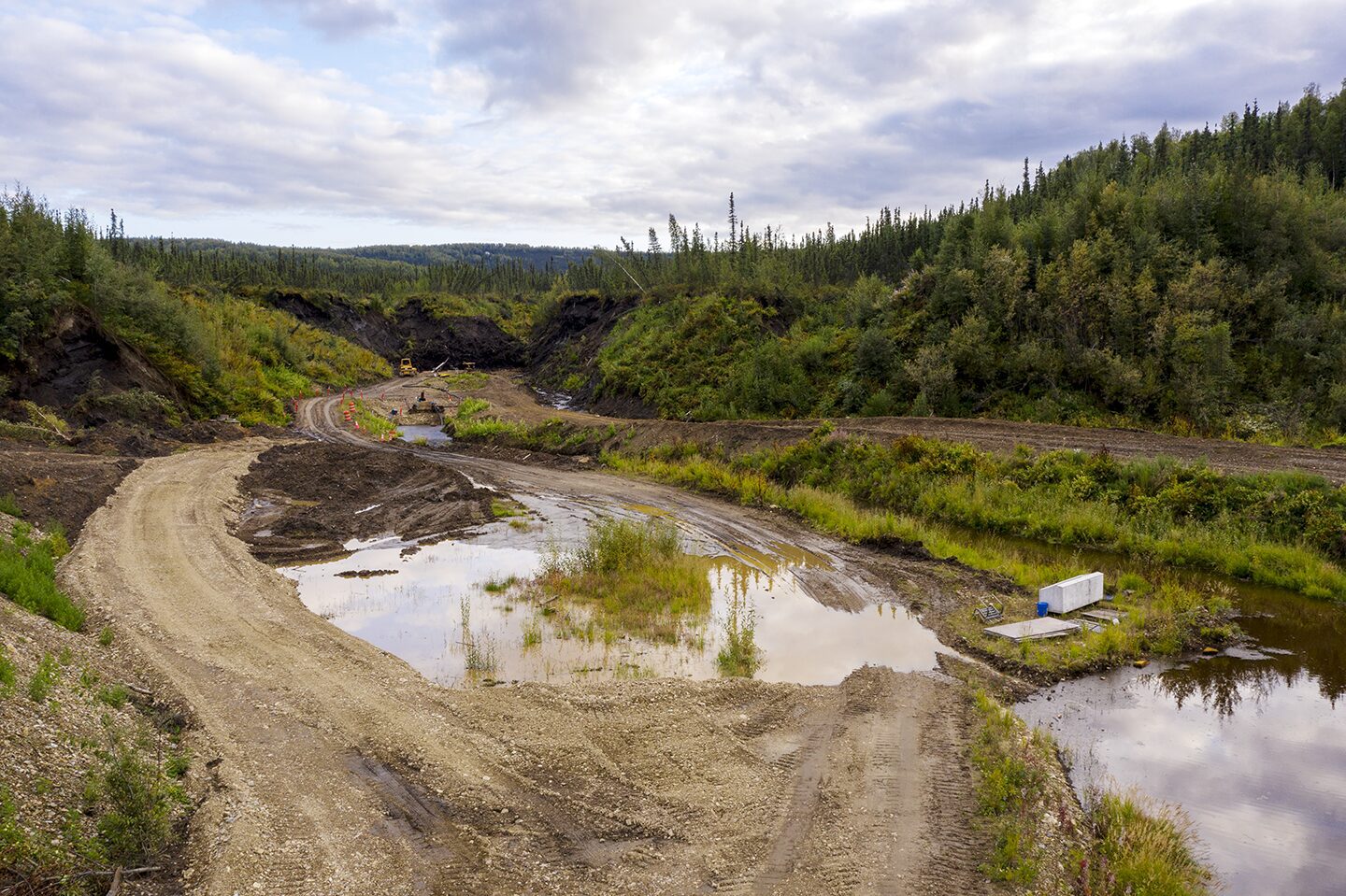 The Boneyard Alaska dig site of John Reeves just up the road from Fairbanks Alaska USA North America. Frozen ground where the discovery of animal bones are made in Alaska