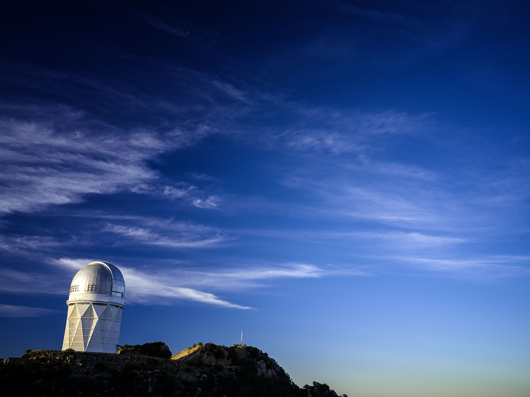 Kitt Peak National Observatory photographed at sunset.  Its located at the Sonoran Desert in Arizona at the O'odham Indian Reservation. This location has the largest obtical observatory telescopes and two radio telescope at the site.